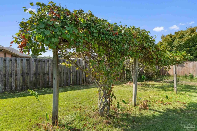 a backyard of a house with lots of green space