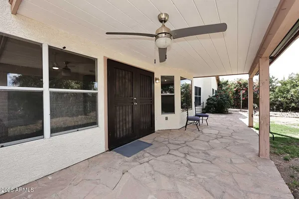 a lobby with a outdoor seating and yard