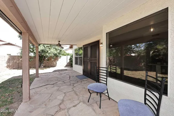 a view of a yard with a tree