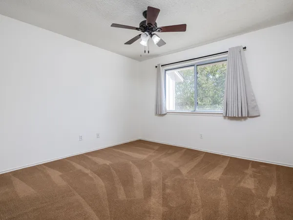 a view of a room with a window