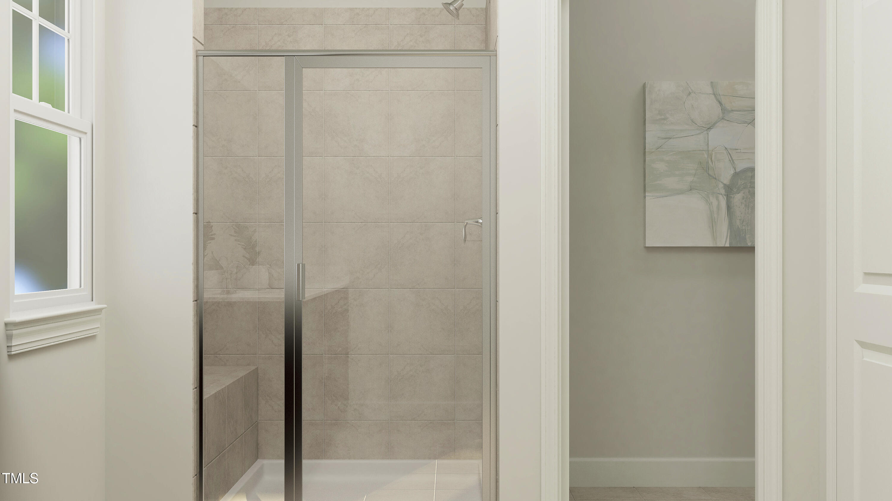 4325 Laurel Pond Way Raleigh, NC 27616 - Photo 21 of 26 a bathroom with a glass shower door