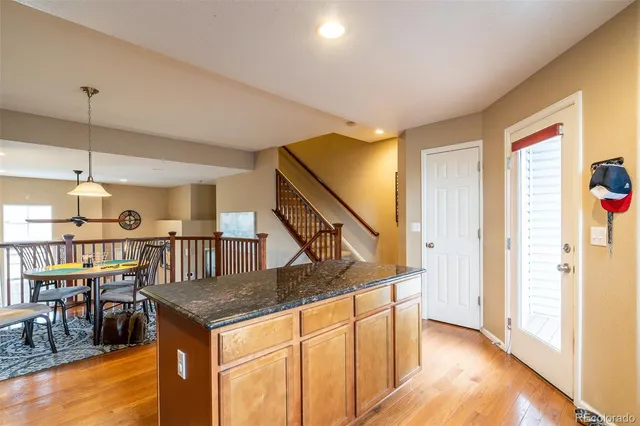 a view of kitchen and dining room