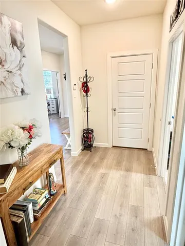a view of a room with shelves