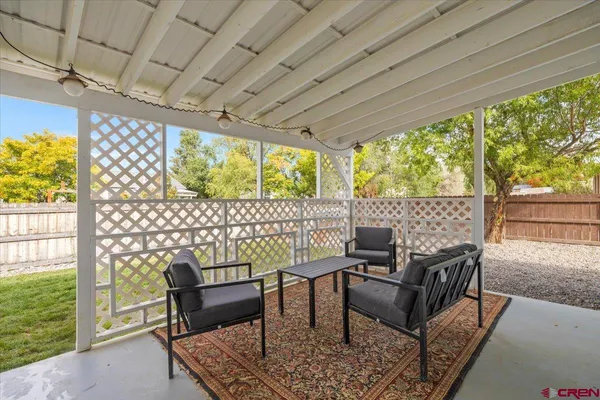 a outdoor living space with furniture