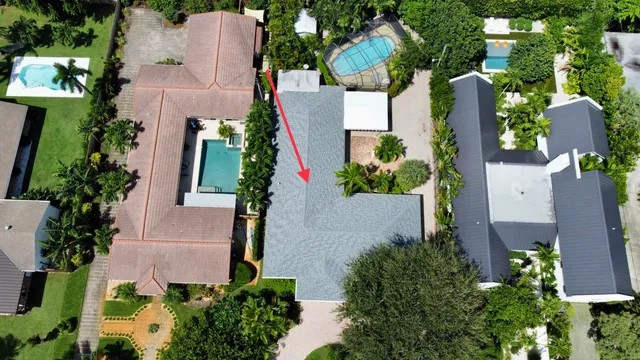 an aerial view of a house