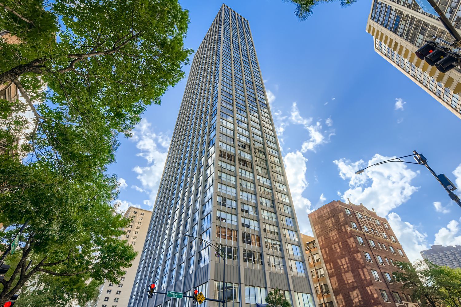 a view of a tall building