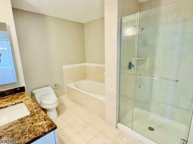 1806 One Spring Street, Unit 1806 New Brunswick, NJ 08901 - Photo 31 of 49 a bathroom with a granite countertop bathtub shower and toilet
