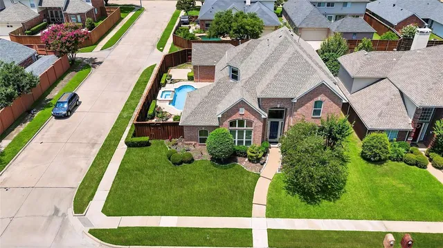 an aerial view of multiple houses