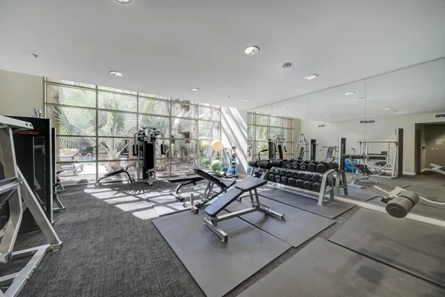 a view of a room with gym equipment