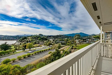 a view of a city from a balcony