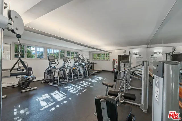 a view of a room with gym equipment