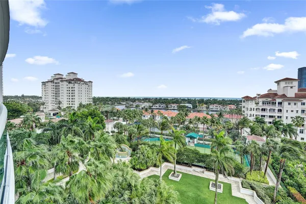 a view of a city with tall buildings