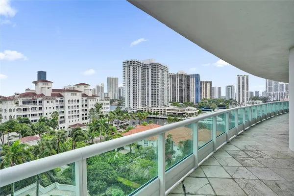 a view of balcony with city view