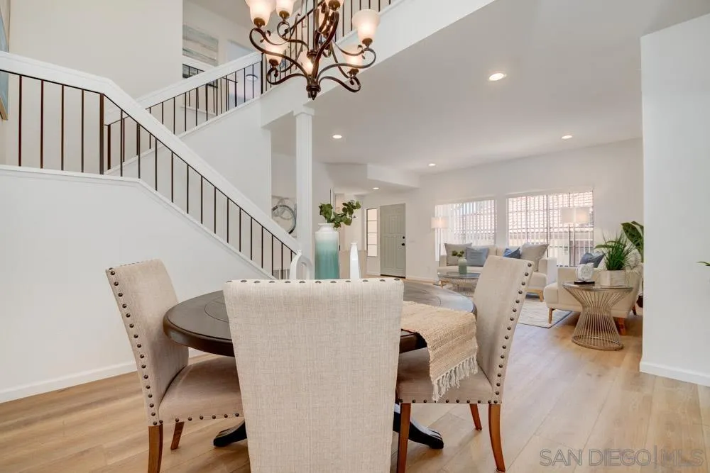 721 Summersong Lane Encinitas, CA 92024 - Photo 7 of 29 a living room with furniture dining table and a chandelier