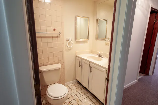 a white toilet sitting next to a bathroom sink