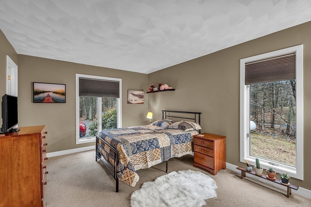 80 Elizabeth Ridge Road Carlisle, MA 01741 - Photo 19 of 33 a bedroom with a bed and a flat tv screen next to a window
