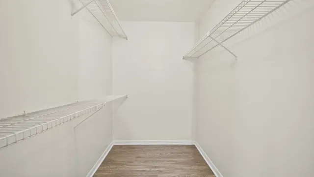 a view of small space with racks on the wall