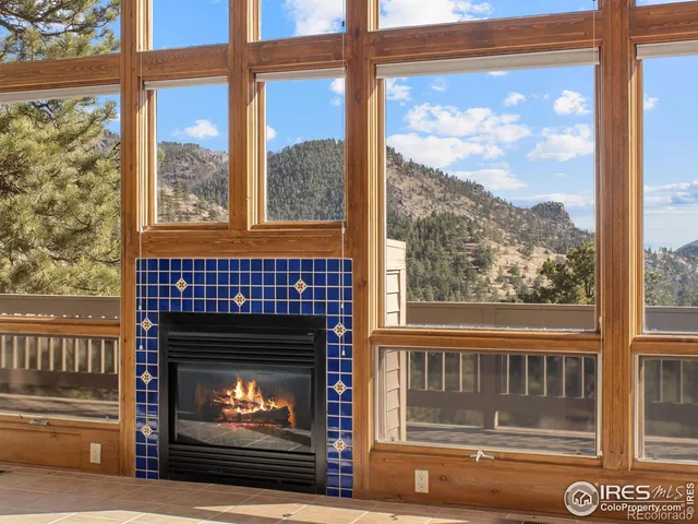 a living room with a fireplace