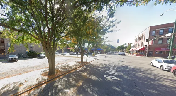 a view of buildings and street