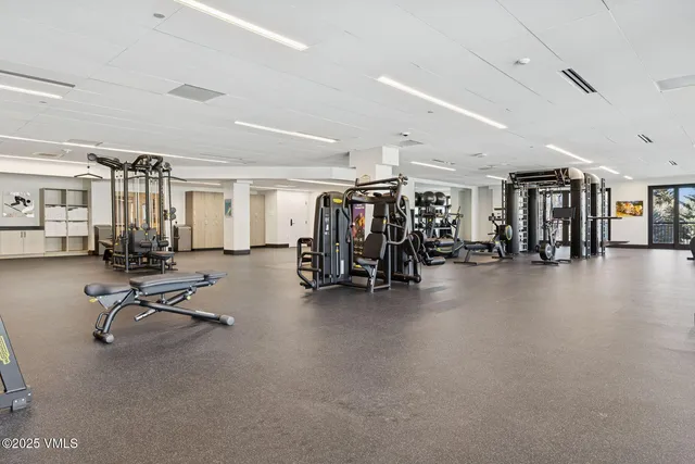 a view of a room with gym equipment