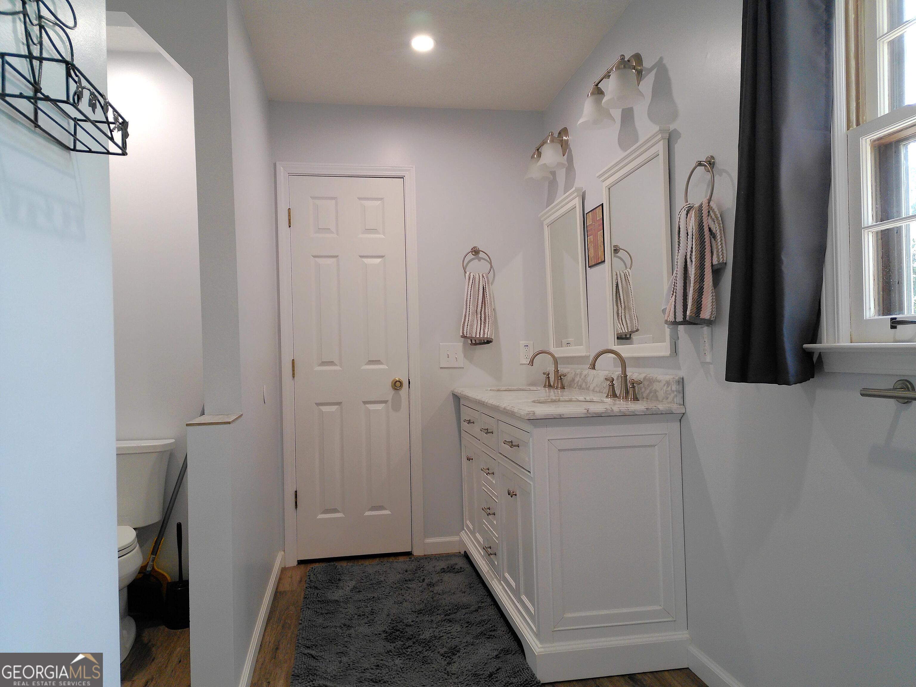 285 Wolf Den Road Royston, GA 30662 - Photo 26 of 60 a bathroom with a sink a toilet and a mirror