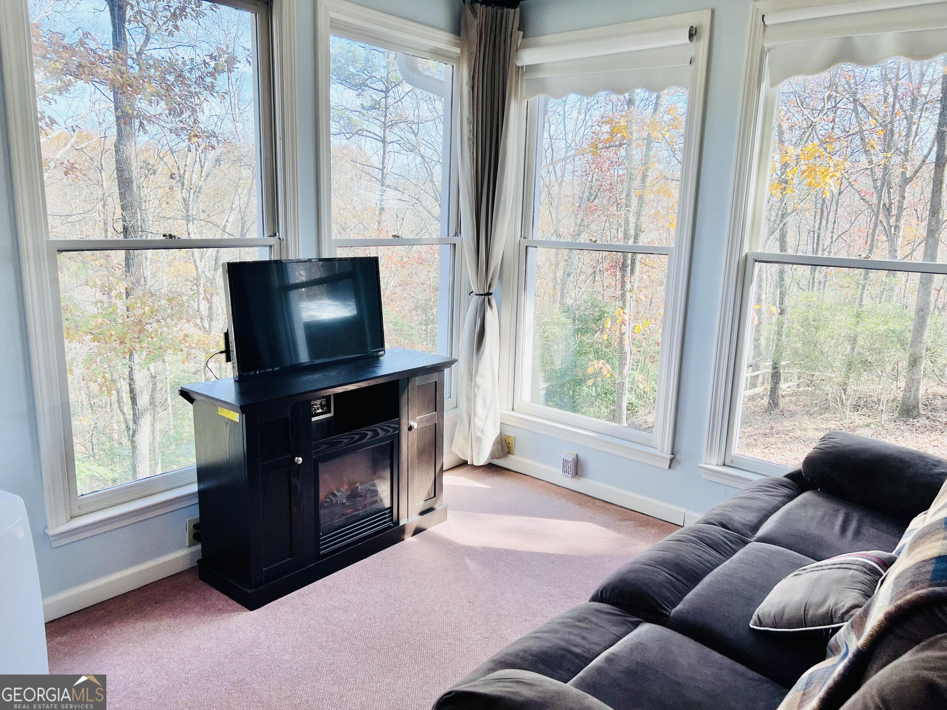 285 Wolf Den Road Royston, GA 30662 - Photo 46 of 61 a living room with furniture a flat screen tv and a fireplace