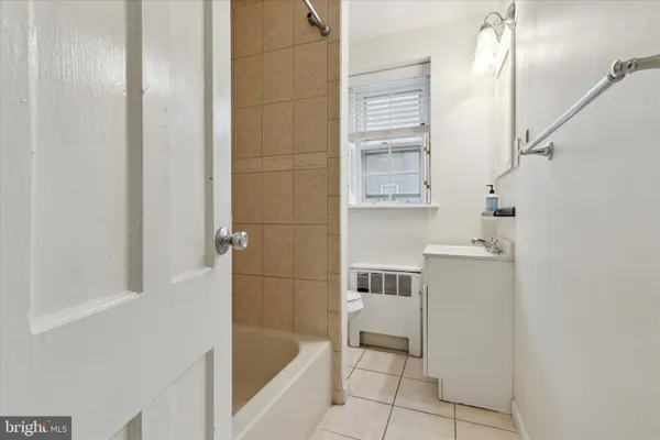 a bathroom with a bathtub