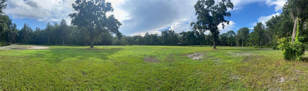 a backyard of a house with lots of green space