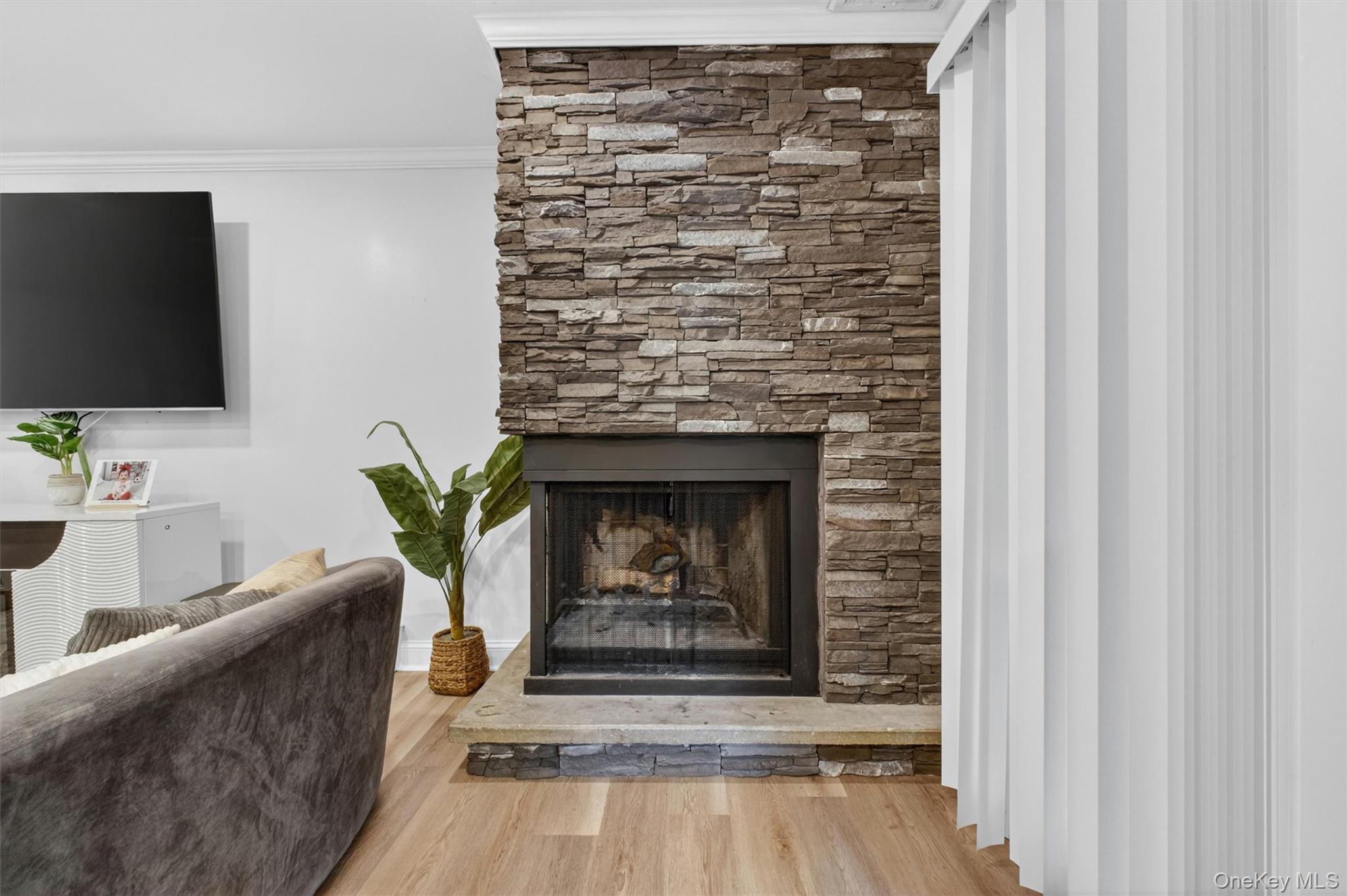 1 Merrywood Road Poughkeepsie, NY 12601 - Photo 12 of 49 a living room with a fireplace and potted plants