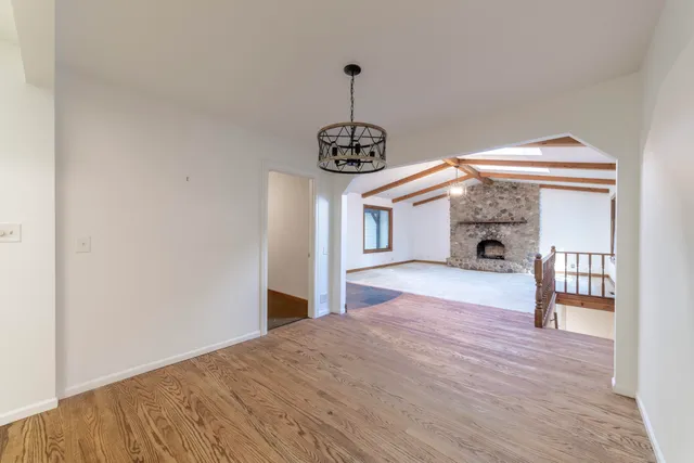a view of livingroom with furniture and fireplace
