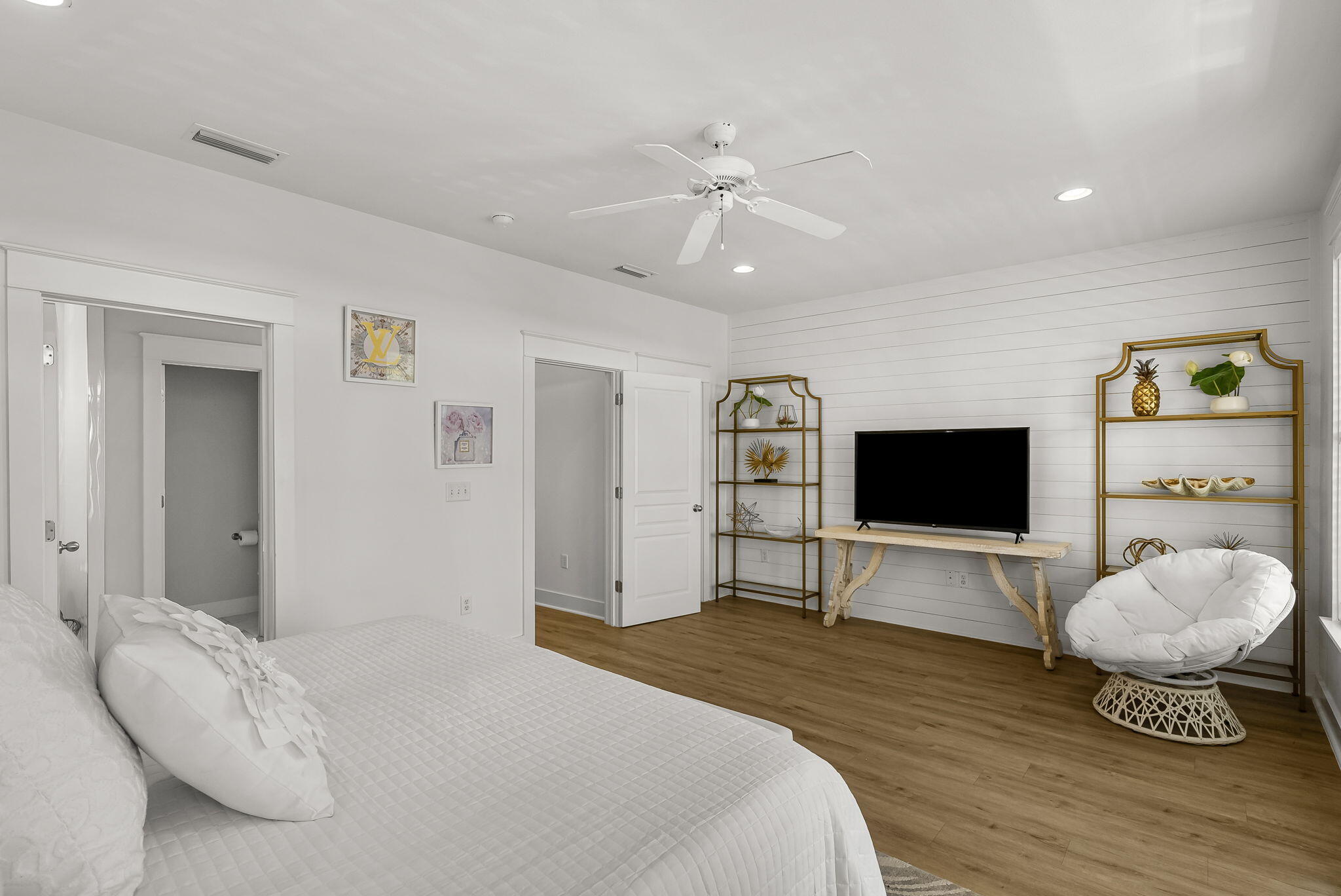 22 Moonlight Beach Lane Inlet Beach, FL 32461 - Photo 36 of 70 a bedroom with a bed and a flat screen tv