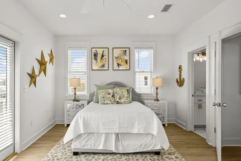 an aerial view of a residential apartment building with a yard