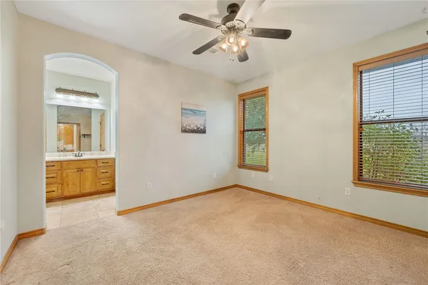 a view of a lake with a big yard