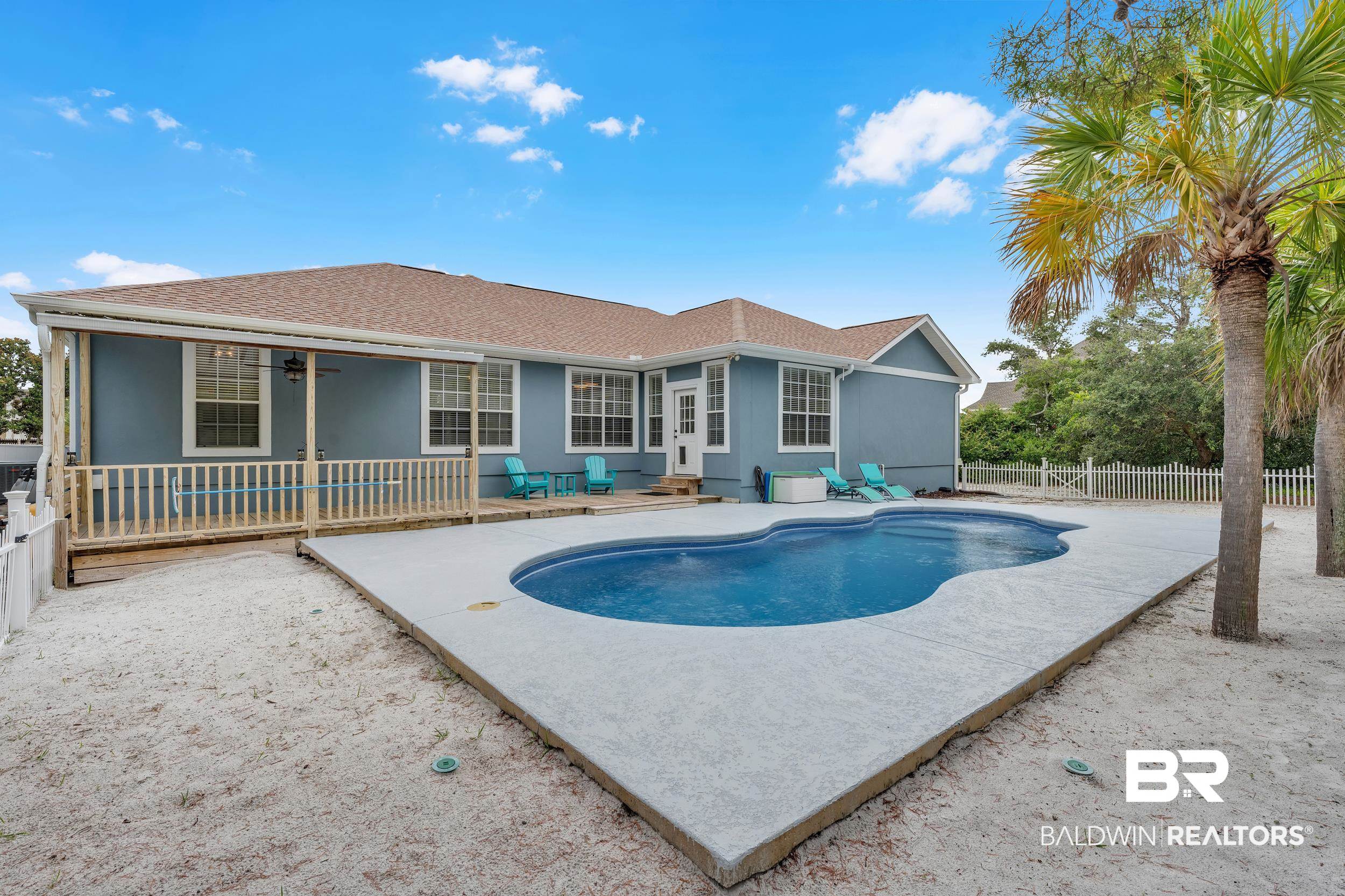 4606 Osprey Drive Orange Beach, AL 36561 - Photo 10 of 44 View of pool with a fenced backyard, ceiling fan, and a patio