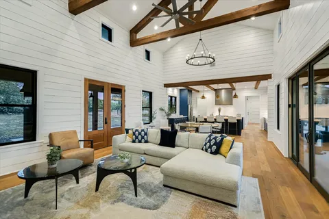 a living room with furniture