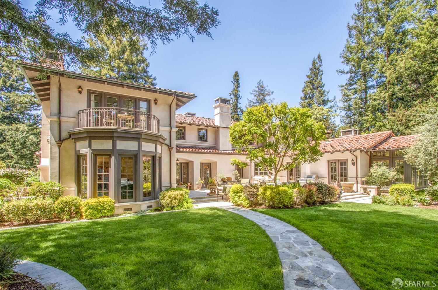 75 Almendral Avenue Atherton, CA 94027 - Photo 32 of 40 a front view of a house with a yard