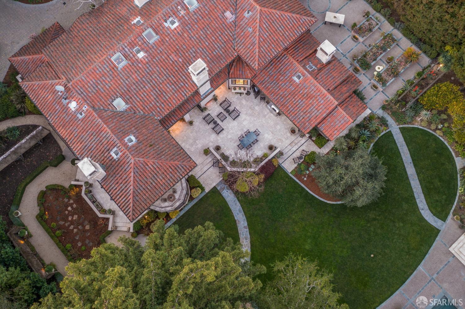 75 Almendral Avenue Atherton, CA 94027 - Photo 7 of 40 an aerial view of a house with garden space and a building