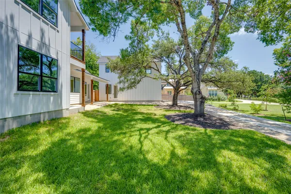 a view of backyard with tree
