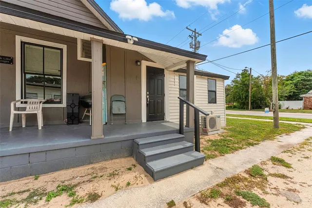 a view of a house with a porch