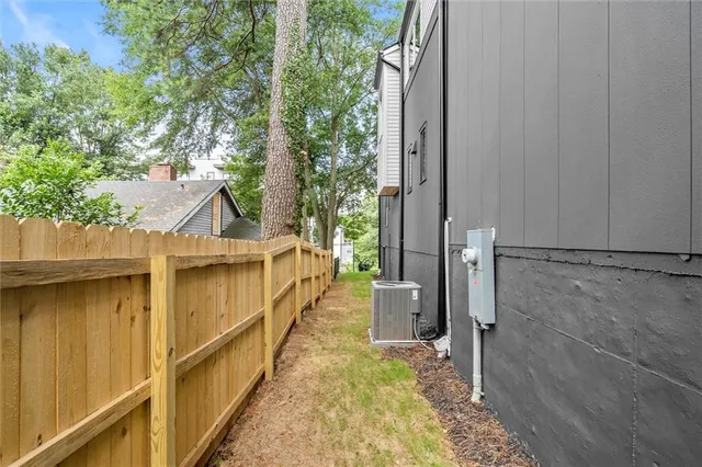 a view of balcony with wooden floor