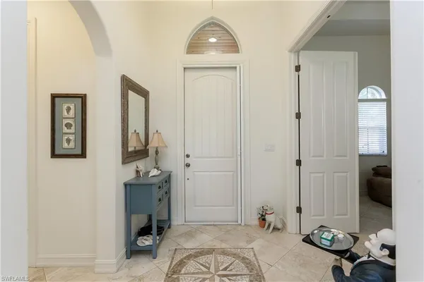 a view of a livingroom with shelves