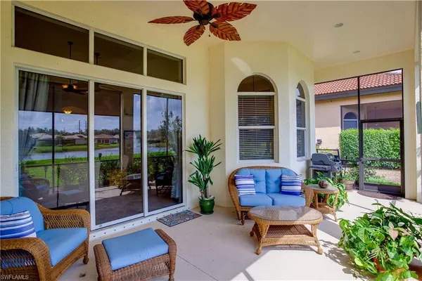 a building outdoor space with patio furniture