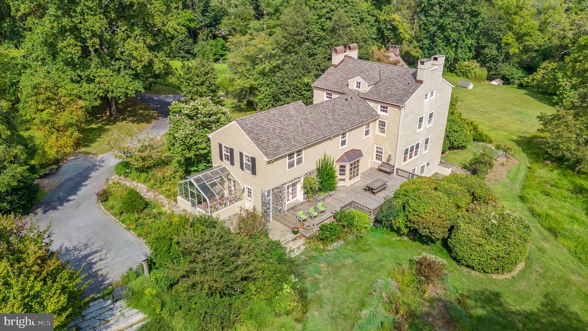 818 Burrows Run Road Chadds Ford, PA 19317 - Photo 72 of 92 an aerial view of a house with a yard basket ball court and outdoor seating