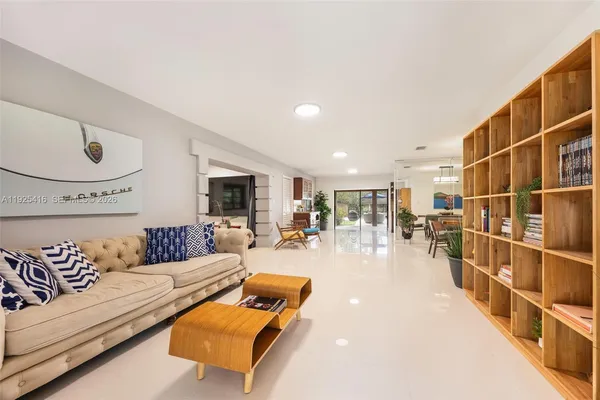 a living room with furniture