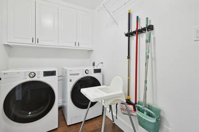 an aerial view of a house with a swimming pool
