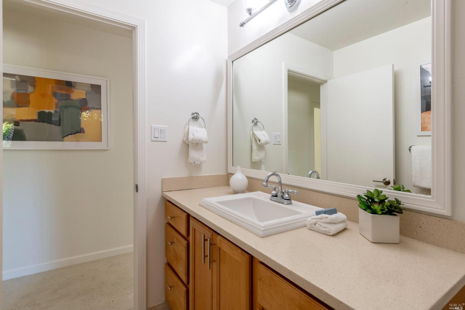 16 Loma Linda Road San Rafael, CA 94901 - Photo 24 of 46 a bathroom with a sink and a mirror
