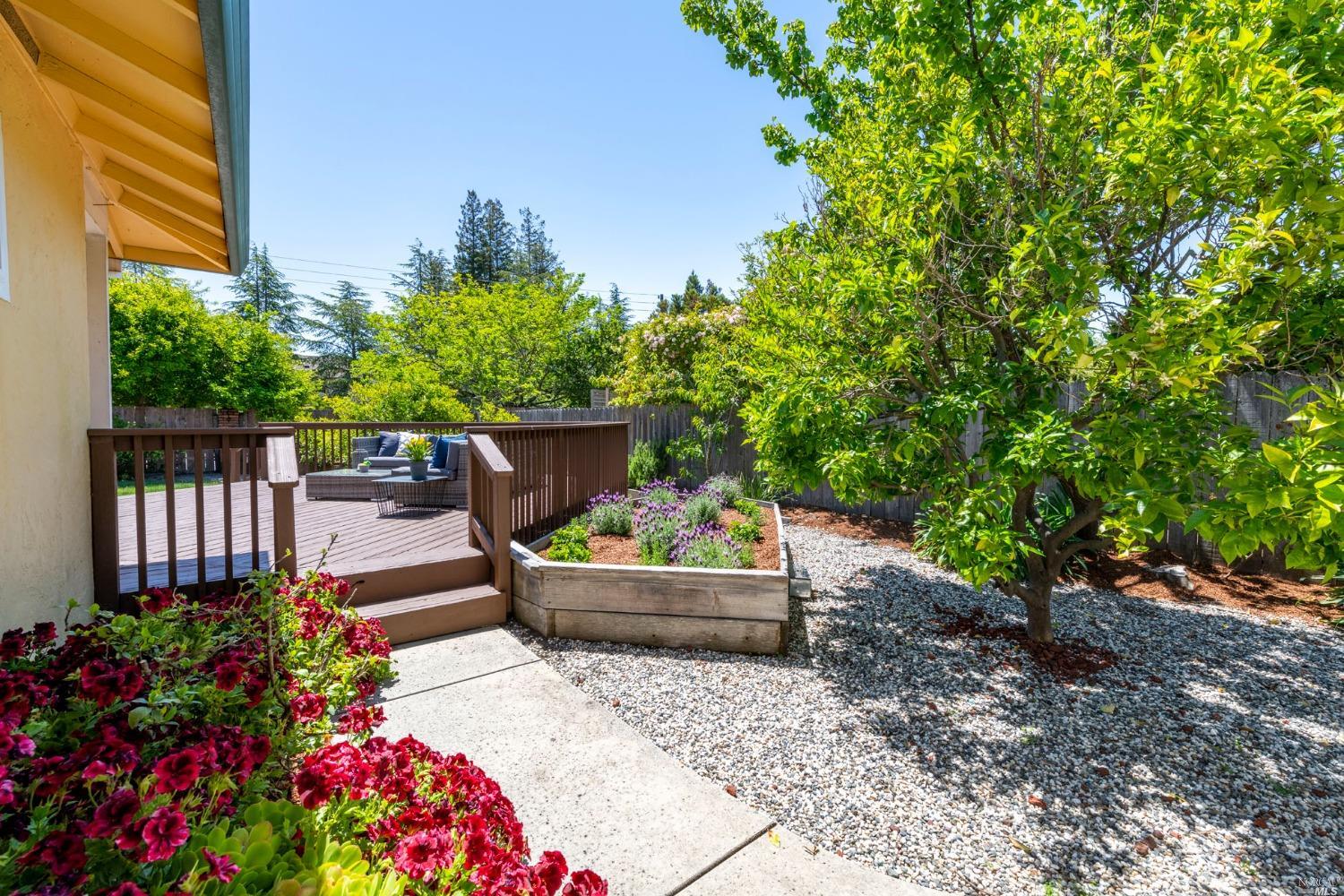 16 Loma Linda Road San Rafael, CA 94901 - Photo 39 of 46 a backyard of a house with lots of green space and fountain view