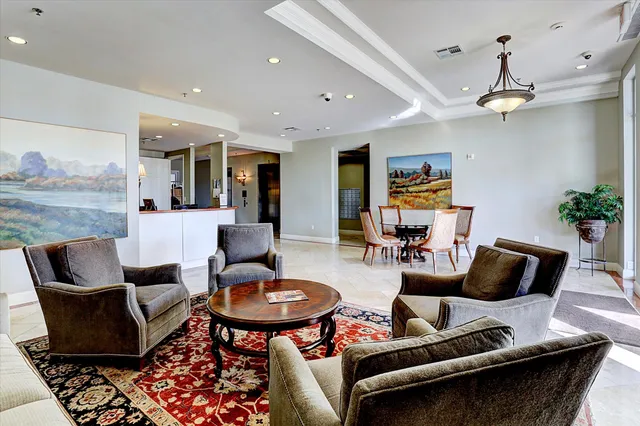 a outdoor living space with furniture and rug