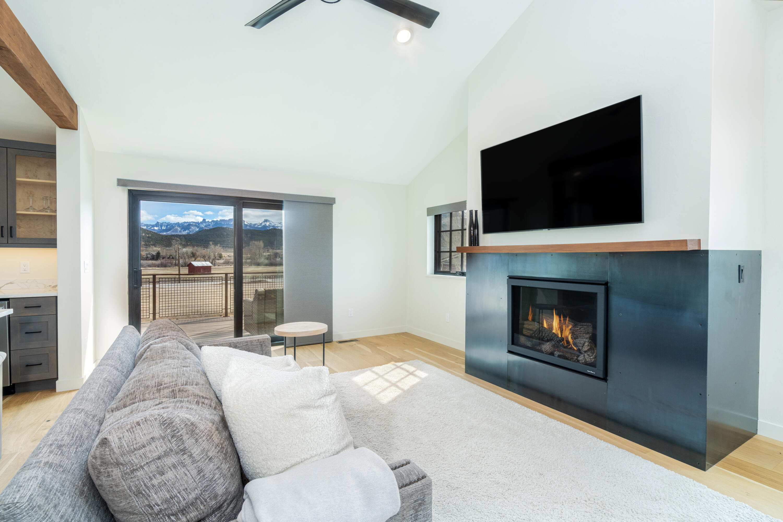 388 North Lena Street, Unit 5C Ridgway, CO 81432 - Photo 3 of 27 a living room with furniture a flat screen tv and a fireplace