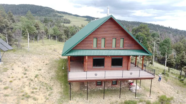 a aerial view of a house with a balcony